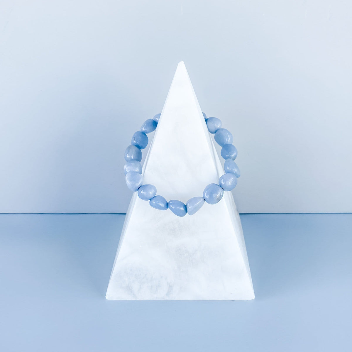 Angelite crystal stone nugget stretch bracelet gemrox australia