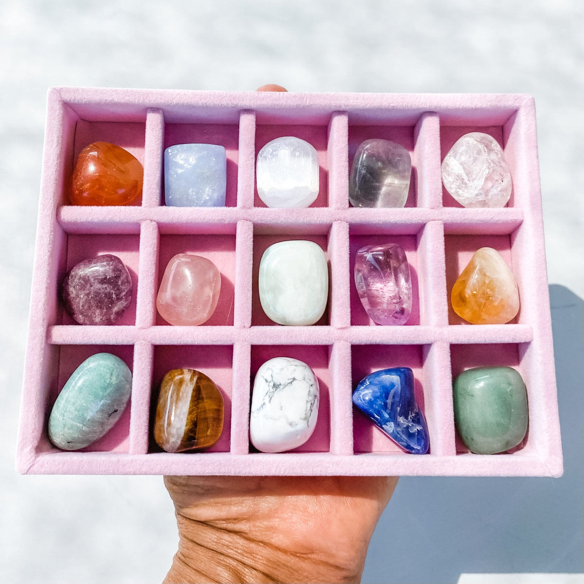 tumbled stone crystal box set kit of 15 stones gift box pack gemrox australia