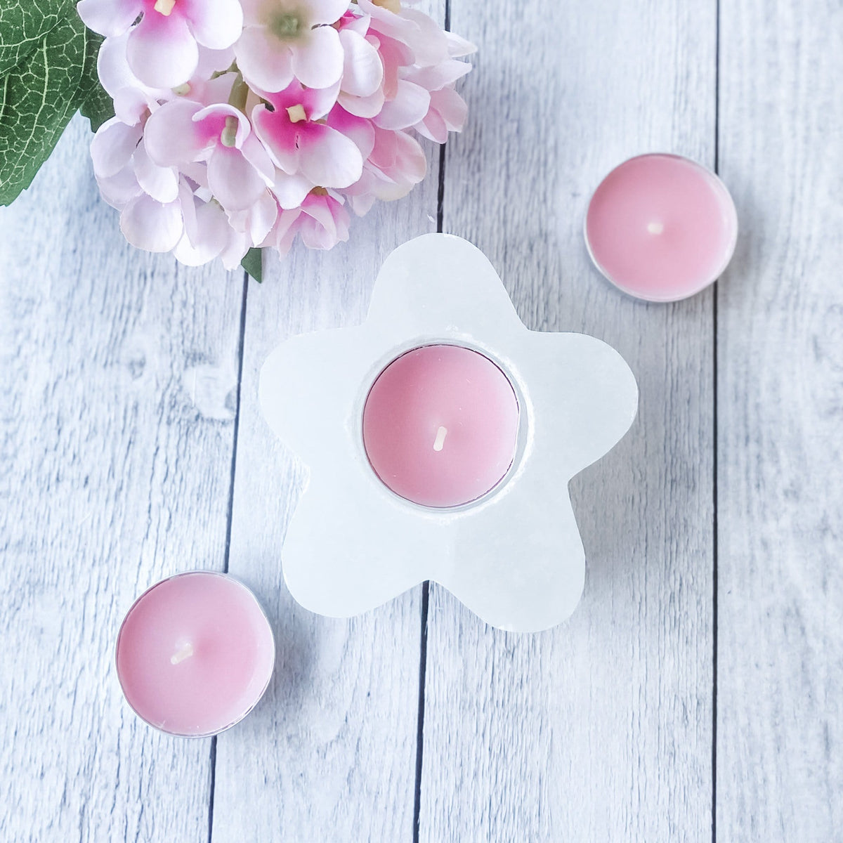 selenite crystal tealight candle holder flower shaped gemrox australia