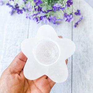 selenite crystal tealight candle holder flower shaped gemrox australia