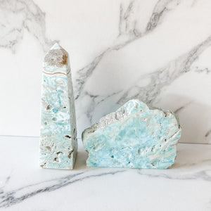 caribean blue calcite obelisk tower gemrox australia