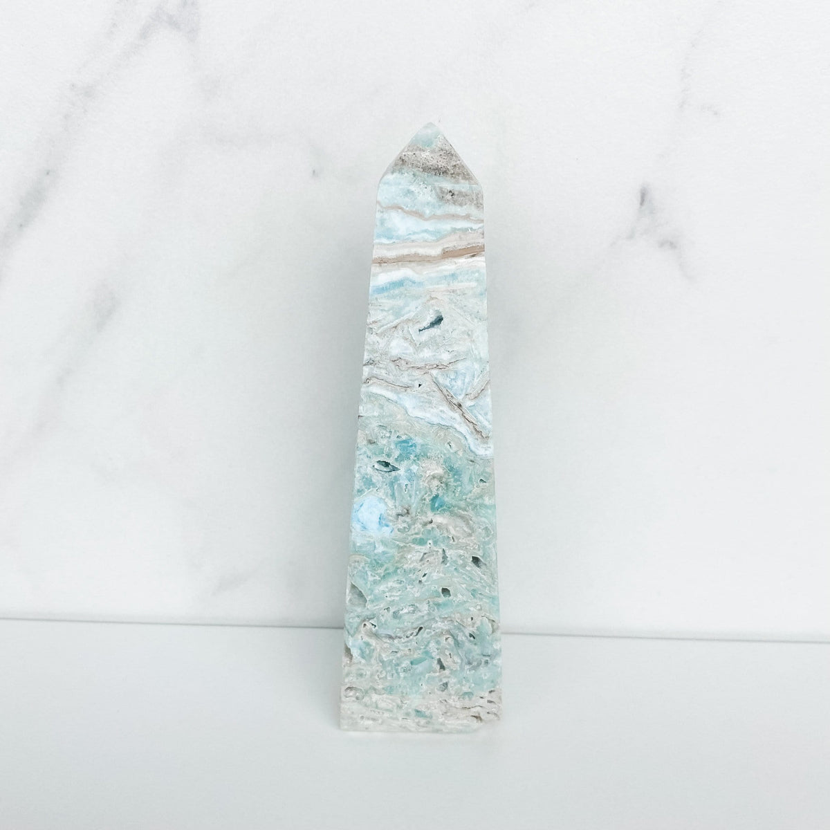 caribean blue calcite obelisk tower gemrox australia