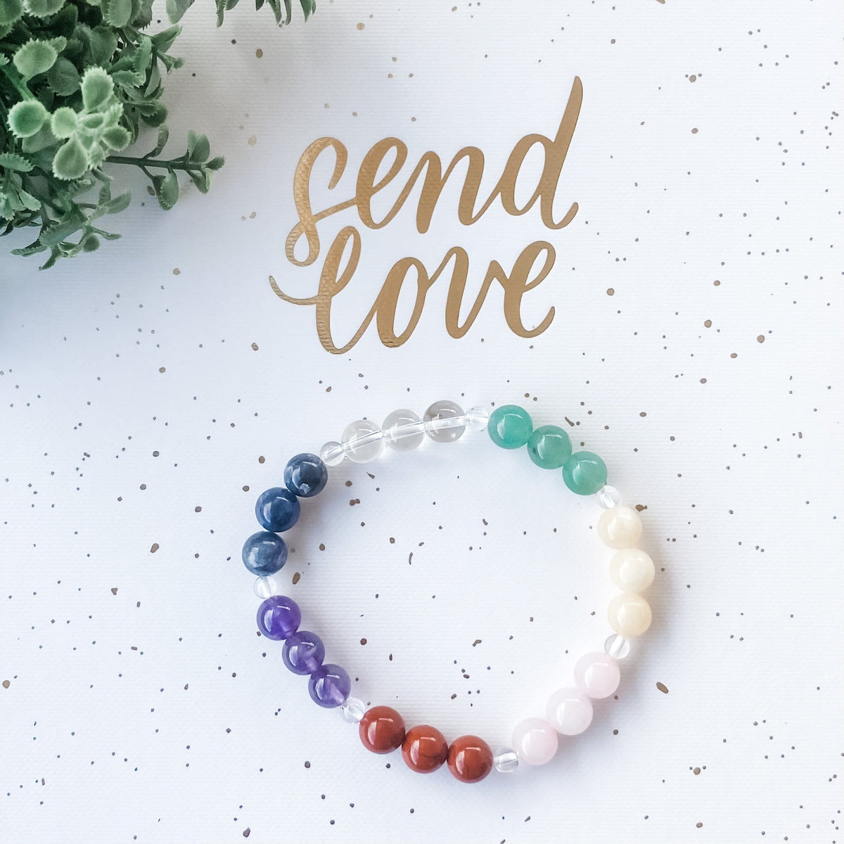 S898 Chakra Multicoloured crystal beaded stretch bracelet gemrox australia