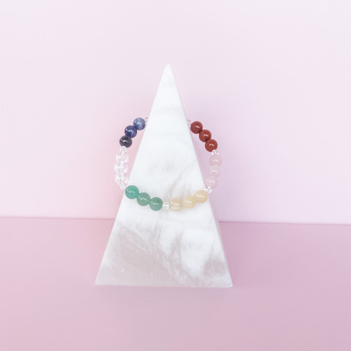 S898 Chakra Multicoloured crystal beaded stretch bracelet gemrox australia