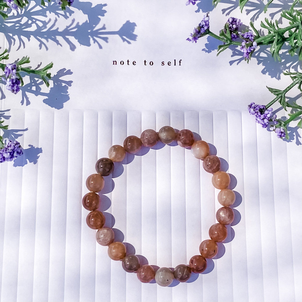 S921 Peach Moonstone crystal beaded stone stretch bracelet gemrox australia