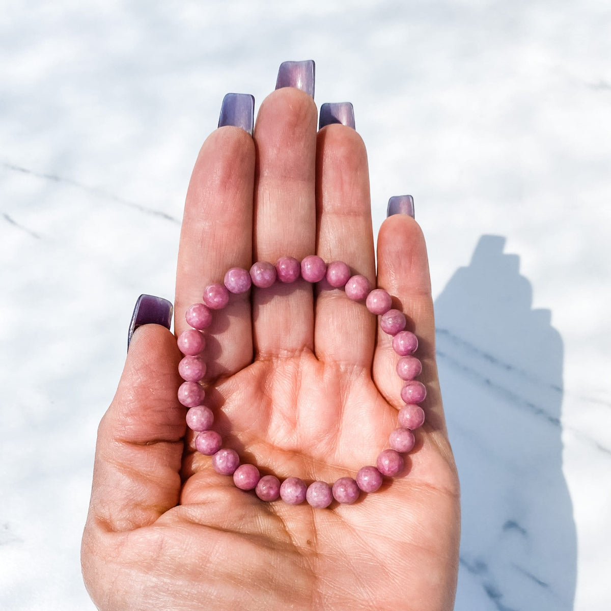 S922 Rhodonite crystal beaded stone stretch bracelet gemrox australia