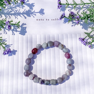 S923 Lepidolite crystal beaded stone nugget stretch bracelet gemrox australia