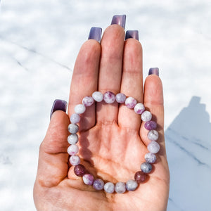 S923 Lepidolite crystal beaded stone nugget stretch bracelet gemrox australia