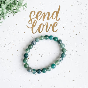 moss agate crystal 8mm stone strech healing chakra bracelet australia gemrox