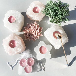 rose quartz candle holder tea light holder gemrox Australia