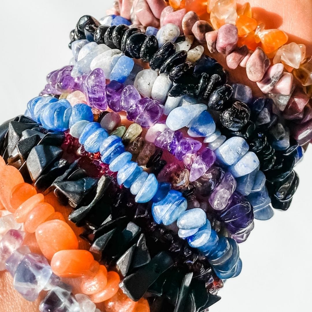 rhodonite crystal chip stretch healing chakra bracelet australia gemrox