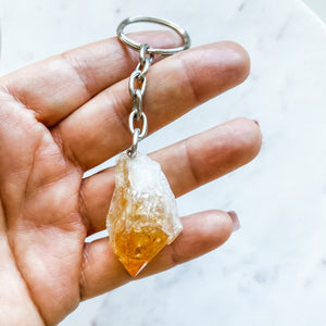 Citrine Crystal Stone Keyring