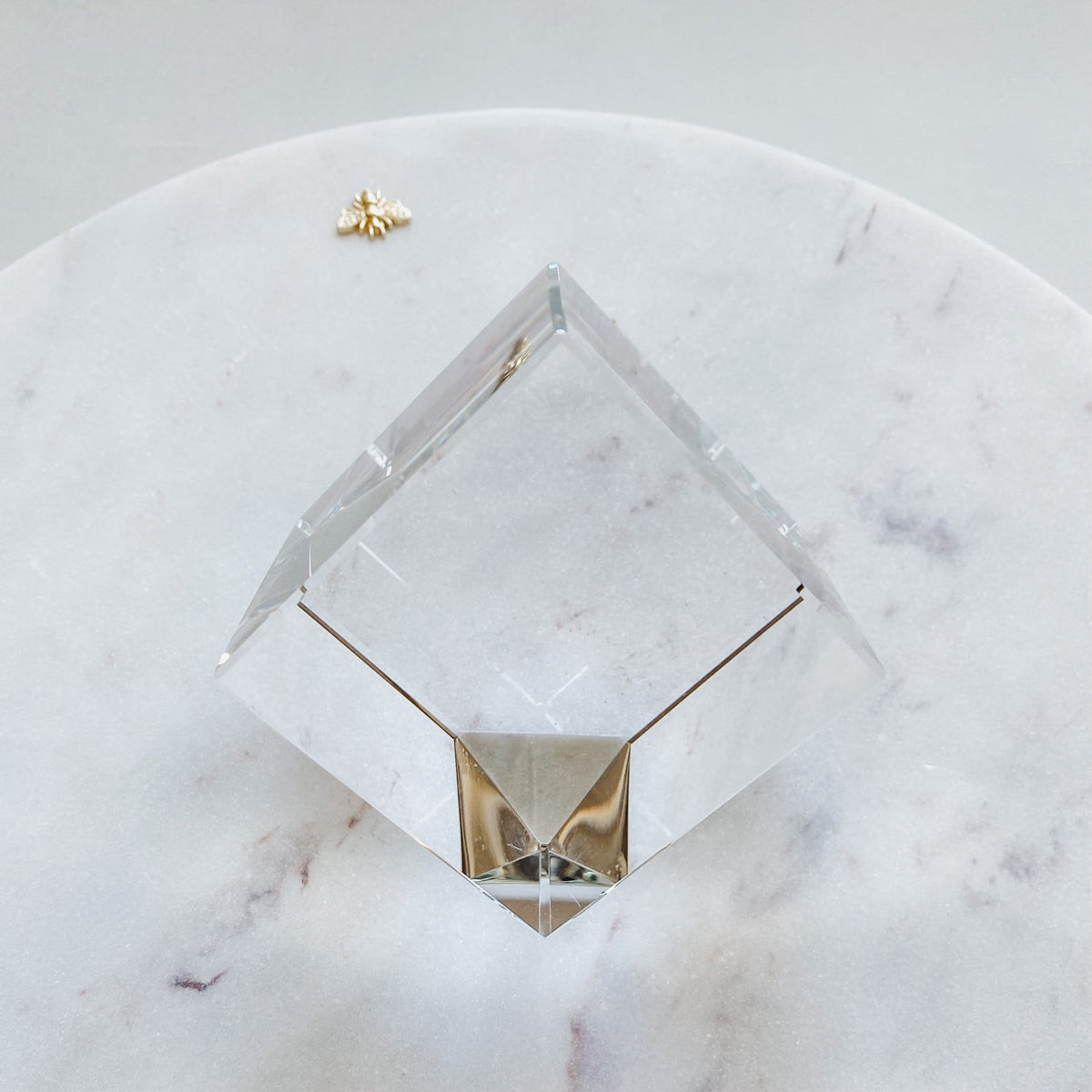 Clear Glass Cube Desk Ornament