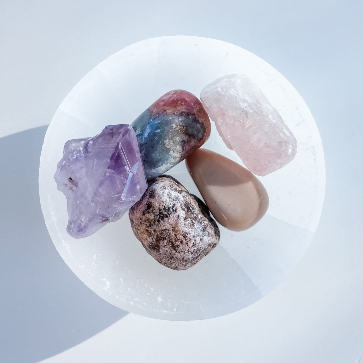 more self love rocks stones rhodonite rhodochrosite moonstone amethyst rose quartz tumbled stone crystal kit australia
