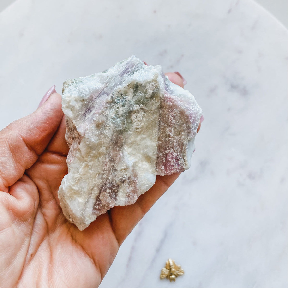 pink tourmaline in quartz crystal freeform stone