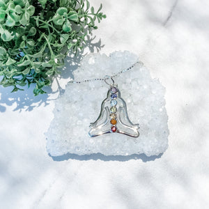 s1010 Chakra 7 gemstone bar yoga meditation necklace sterling silver 925 australia gemrox 5