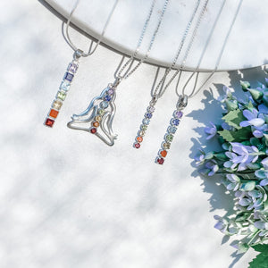 s1010 Chakra 7 gemstone bar yoga meditation necklace sterling silver 925 australia gemrox 5