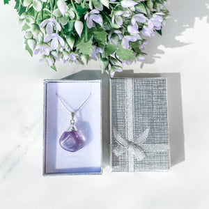 s1016 Amethyst crystal tumbled stone tear drop pendant silver necklace crystals australia gemrox 1