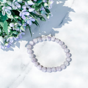 kunzite crystal beaded stone stretch 8mm chakra healing bracelet australia gemrox