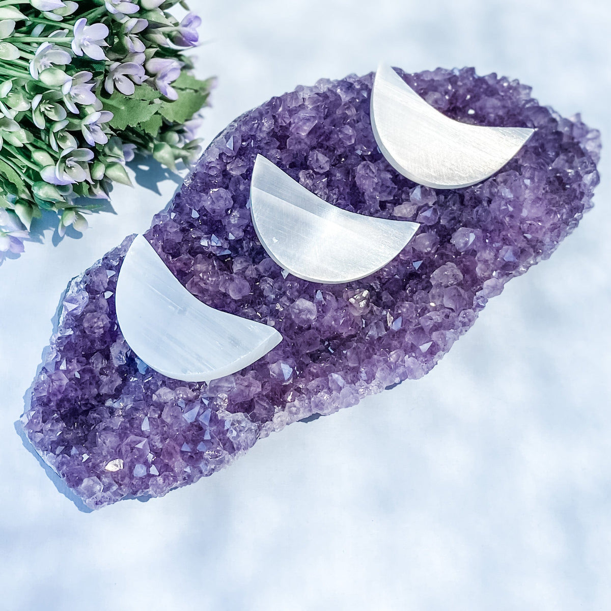 s1029 selenite moon crescent shaped charging plate crystals australia gemrox 1