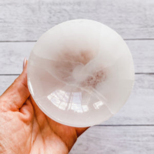 white selenite 10cm round charging cleansing bowl australia