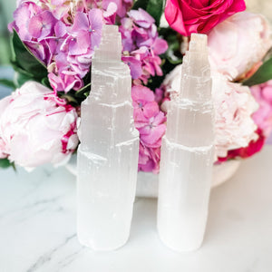 white selenite tower 6cm 10cm and 20cm crystals australia gemrox