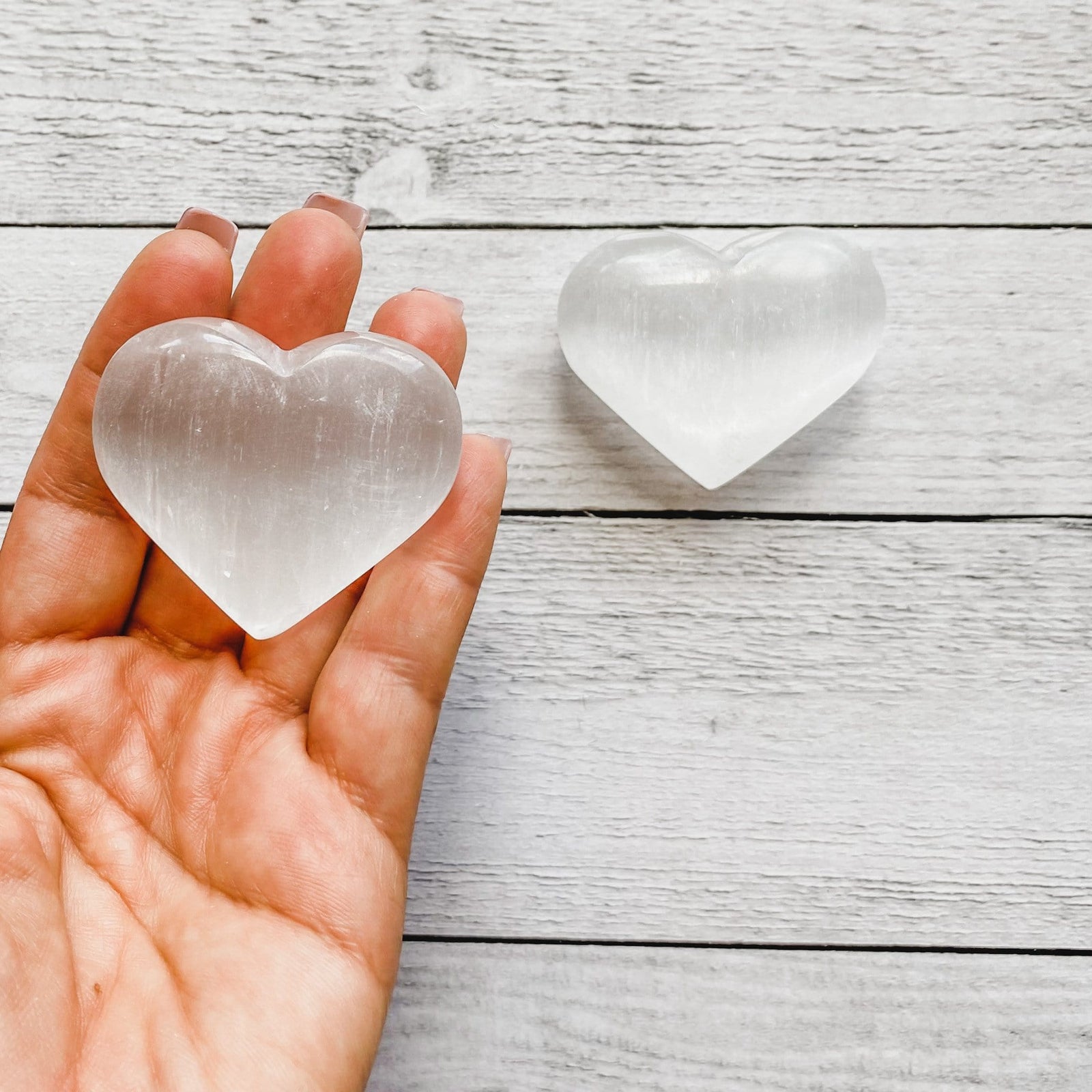 selenite crystal heart palmstone meditation healing chakra australia