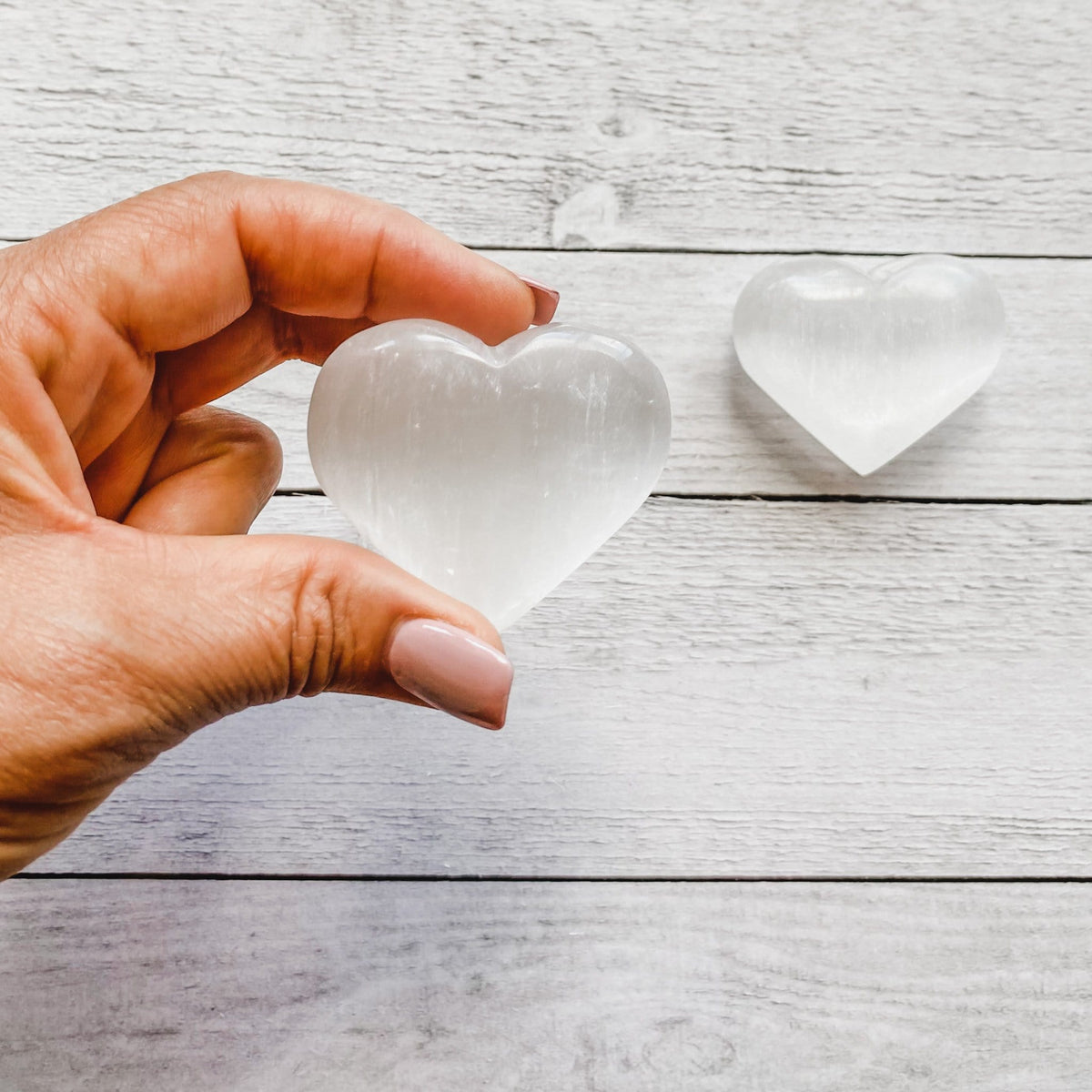 selenite crystal heart palmstone meditation healing chakra australia