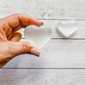 selenite crystal heart palmstone meditation healing chakra australia