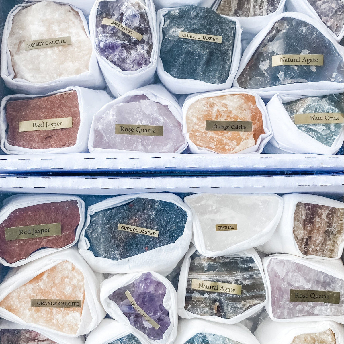 Box of 12 Raw Mineral Specimen Stone Set
