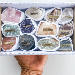 s1194 set of 12 raw stones.Boxed set of 12 crystal specimen raw stones. Crystal boxed set australia.crystals australia.gemrox sydney 1