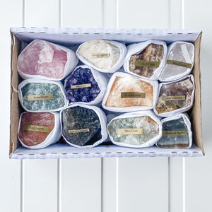 s1194 set of 12 raw stones.Boxed set of 12 crystal specimen raw stones. Crystal boxed set australia.crystals australia.gemrox sydney 1