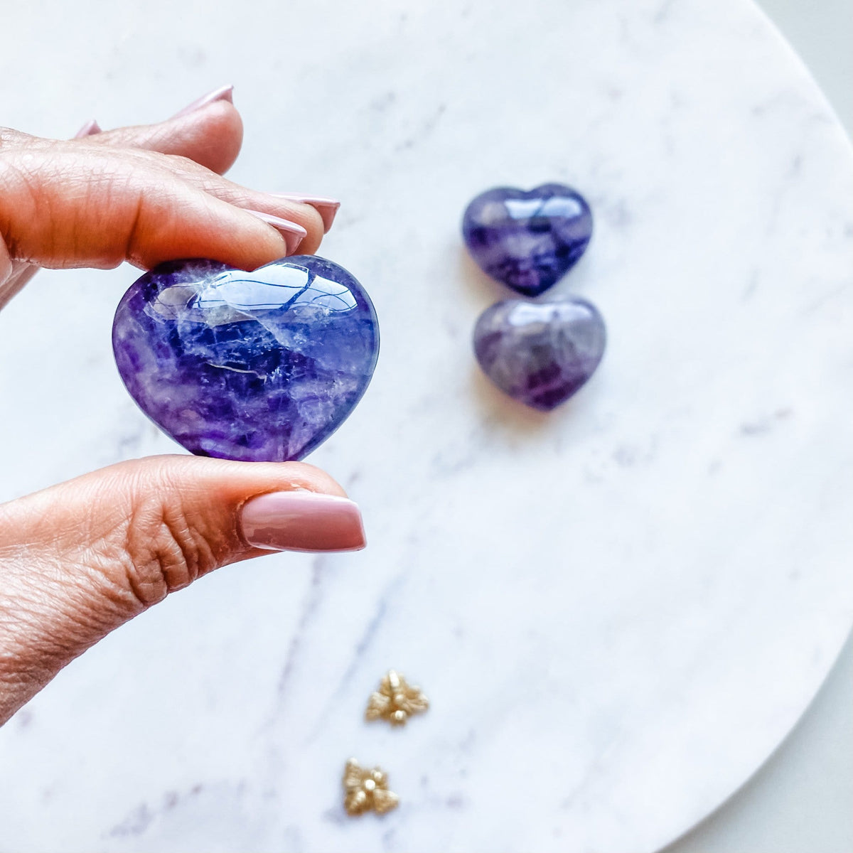 Amethyst crystal heart