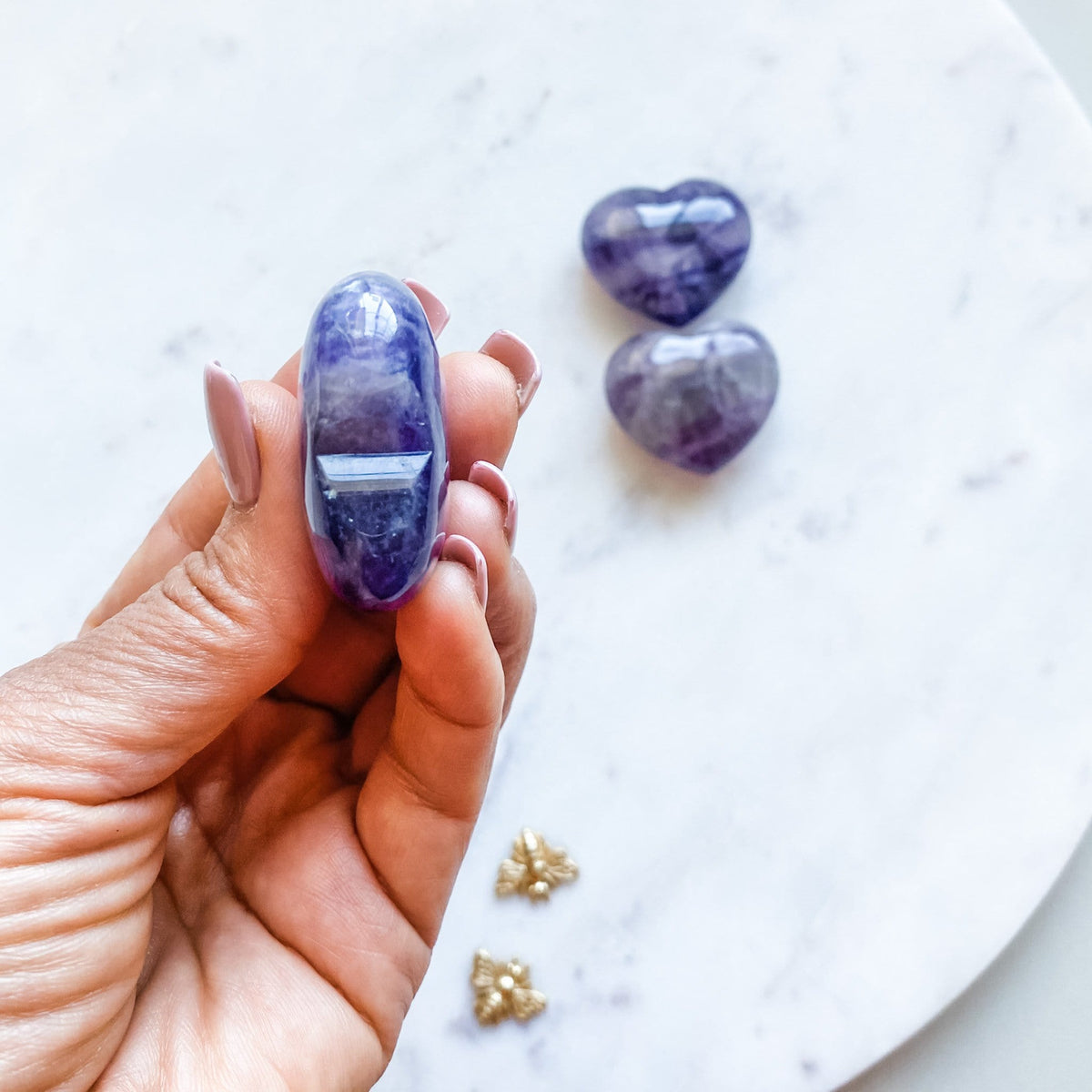 Amethyst crystal heart