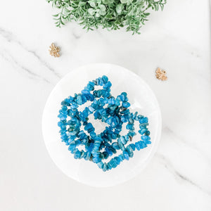 s1213 blue apatite crystal chip stone stretch elastic healing bracelet australia gemrox sydney 1