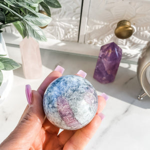 s1220 pink tourmaline in quartz crystal stone ball sphere 5cm australia.pink tourmaline crystal sphere australia.crystal spheres australia.gemrox sydney 1