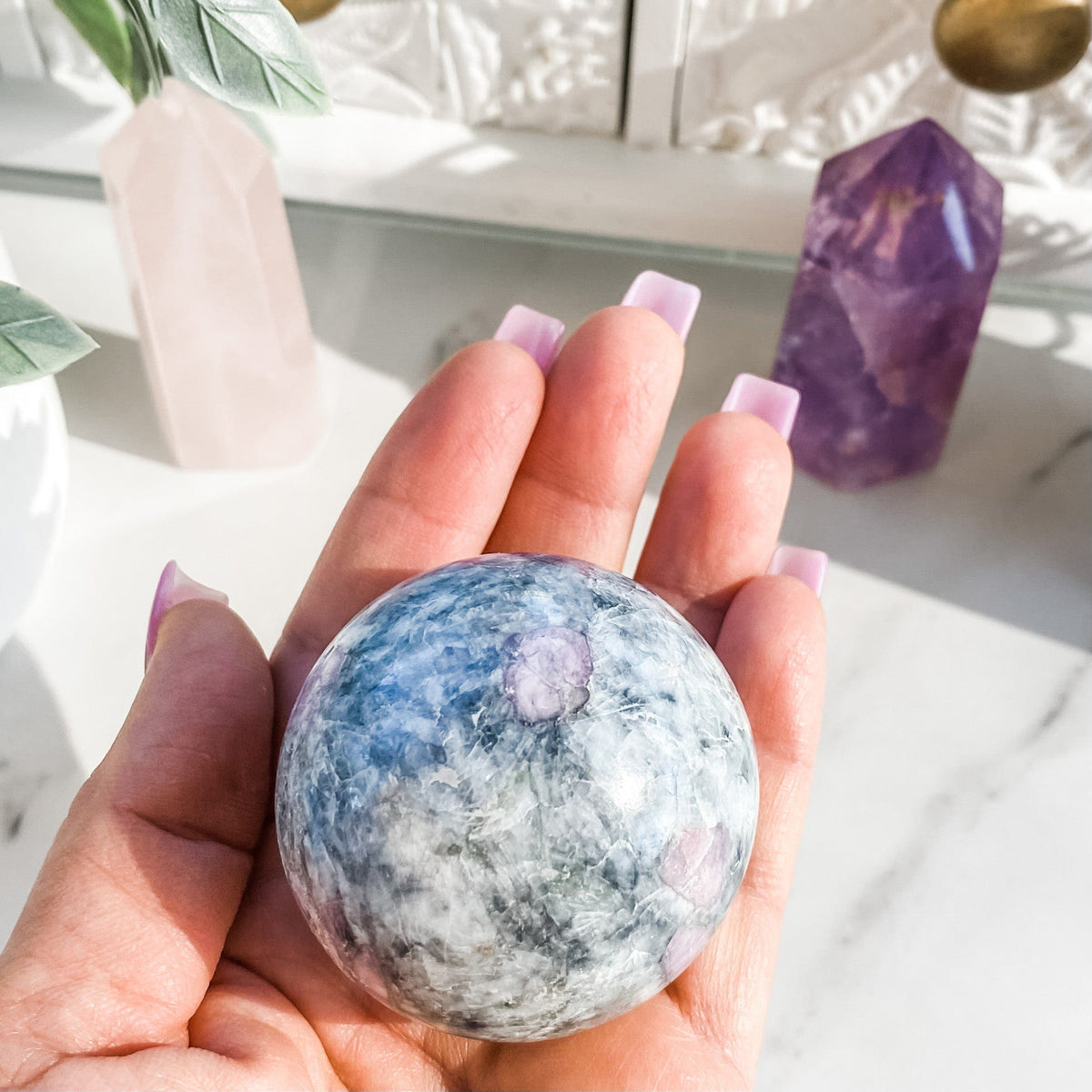 s1220 pink tourmaline in quartz crystal stone ball sphere 5cm australia.pink tourmaline crystal sphere australia.crystal spheres australia.gemrox sydney 1