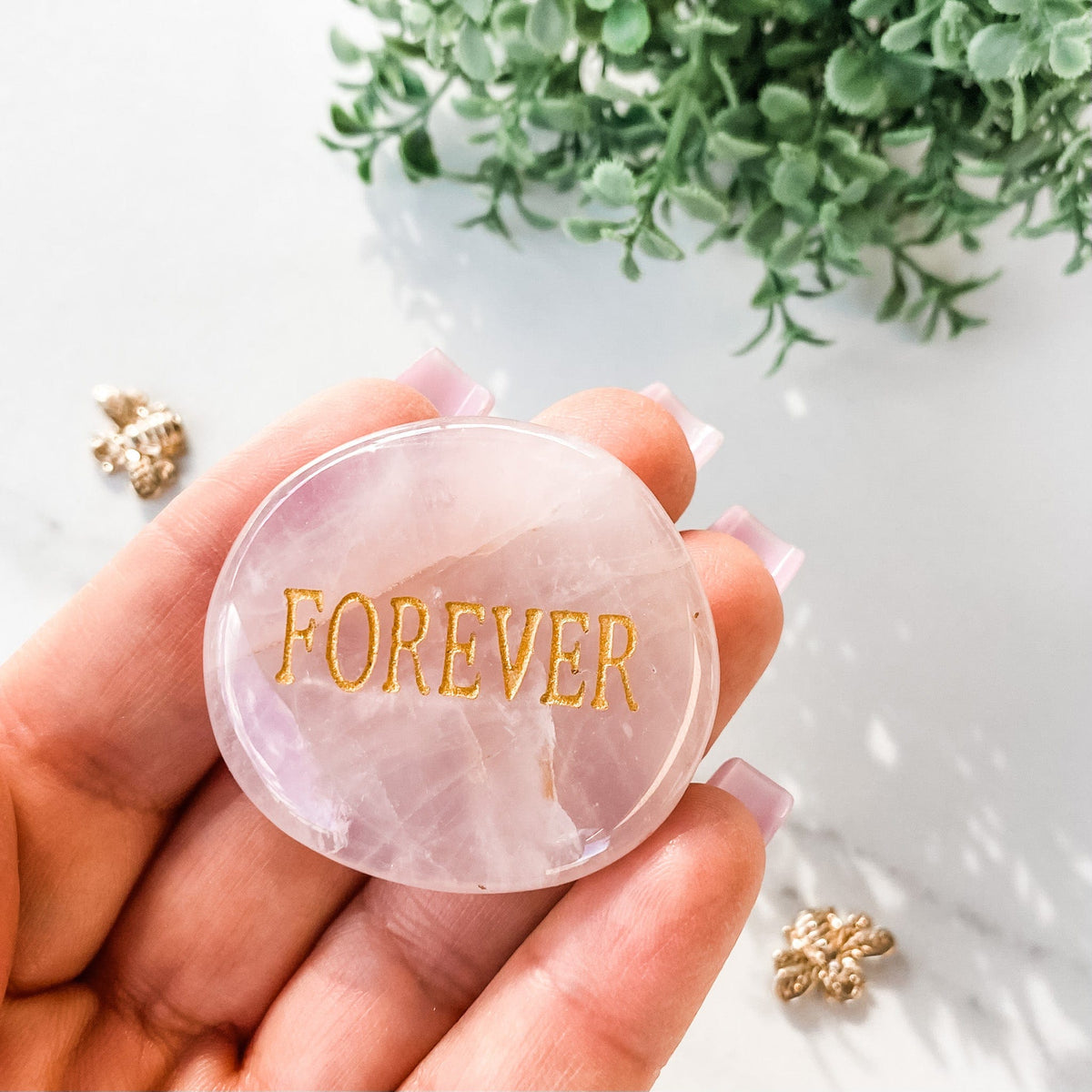 s1231 rose quartz engraved palm stone palmstone forever australia.rose quartz engraved word palm stone australia.crystals ausrtralia gemrox sydney 1