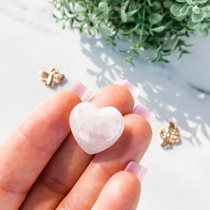 Rose Quartz Crystal Heart Puffy-2cm