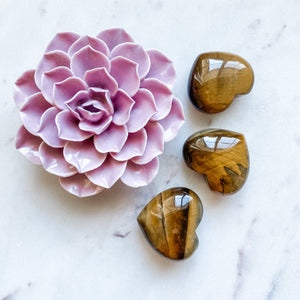 tigers eye crystal love heart polished stone healing australia meditation stone