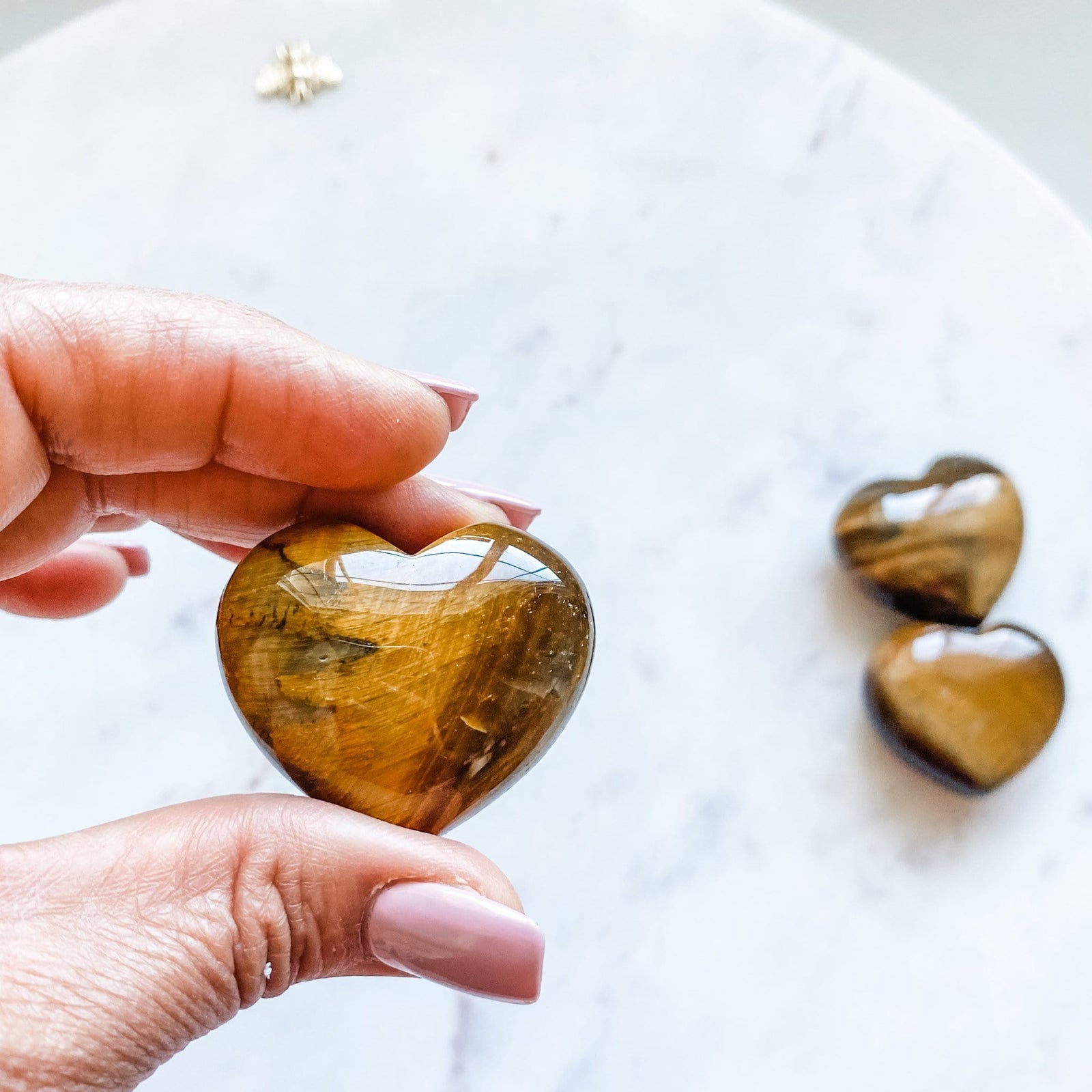 tigers eye crystal love heart polished stone healing australia meditation stone