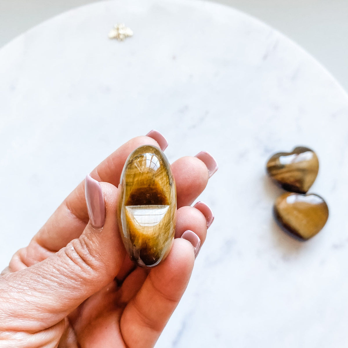 tigers eye crystal love heart polished stone healing australia meditation stone