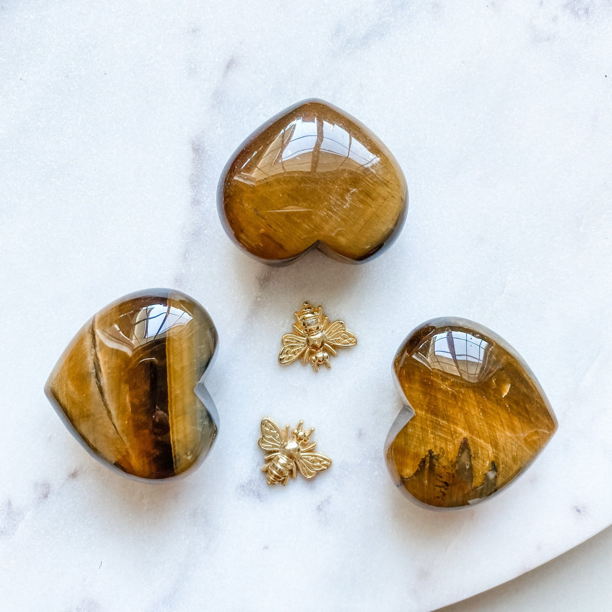 tigers eye crystal love heart polished stone healing australia meditation stone