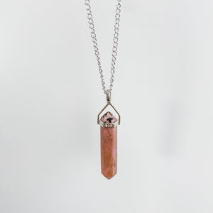 s1308 rhodonite double terminated point pendant necklace sterling silver 925 australia.rhodonite stone pendant necklace silver australia.gemrox sydney 1