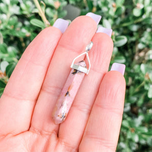 s1308 rhodonite double terminated point pendant necklace sterling silver 925 australia.rhodonite stone pendant necklace silver australia.gemrox sydney 1