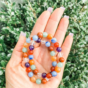 s1310 multistone rainbow crystal 8mm beaded stone stretch elastic healing bracelet australia. Mixed crystal stone stretch bracelet australia.gemrox sydney 1