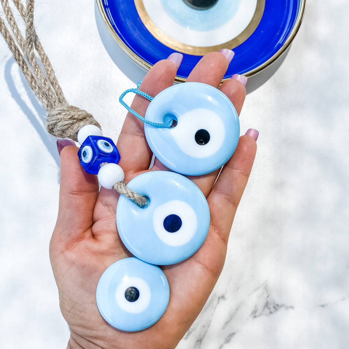 s1339 Set of 3 turkish evil eye wall ceramic medallion and magnet for home decor australia gemrox sydney 1