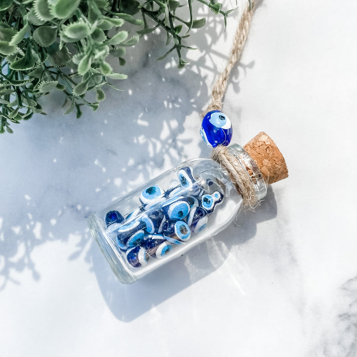 s1346 turkish evil eye protection glass bottle with evil eye beads and hanger wall amulet home decor australia.gemrox sydney 1