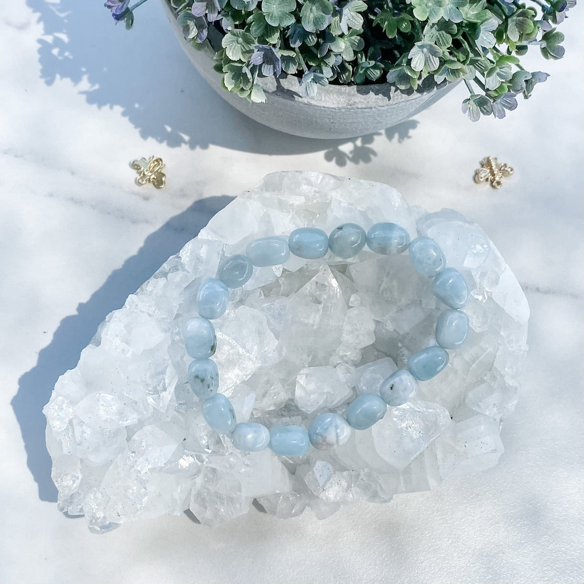 s1363 aquamarine crystal nugget stone stretch elastic healing bracelet australia gemrox sydney 1