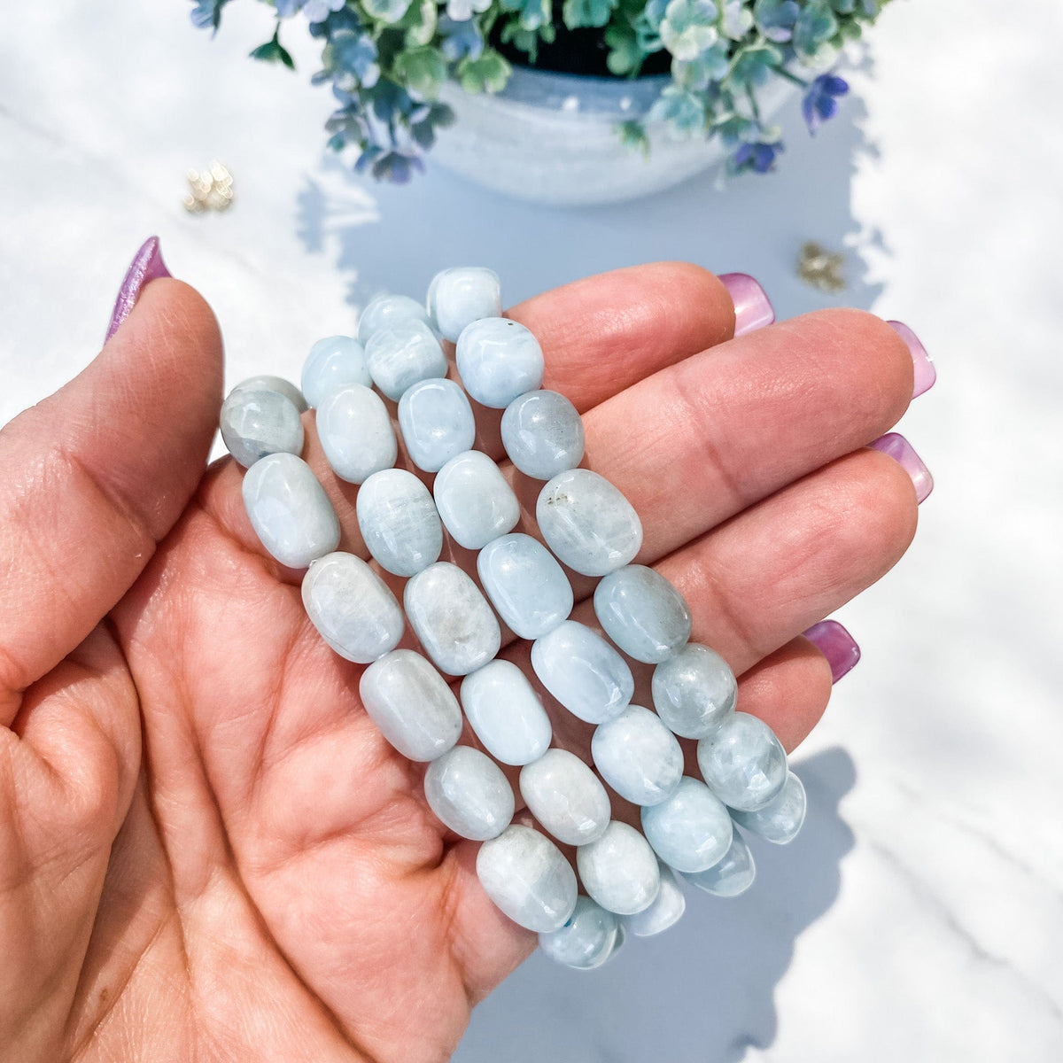 s1363 aquamarine crystal nugget stone stretch elastic healing bracelet australia gemrox sydney 1